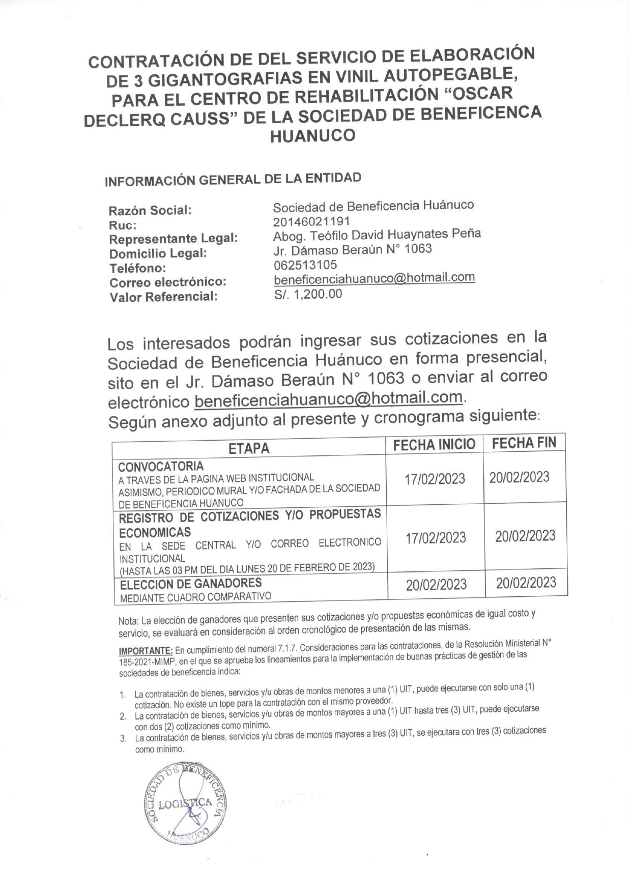 CONTRATACION DEL SERVICIO DE ELABORACION DE 3 GIGANTOGRAFIAS