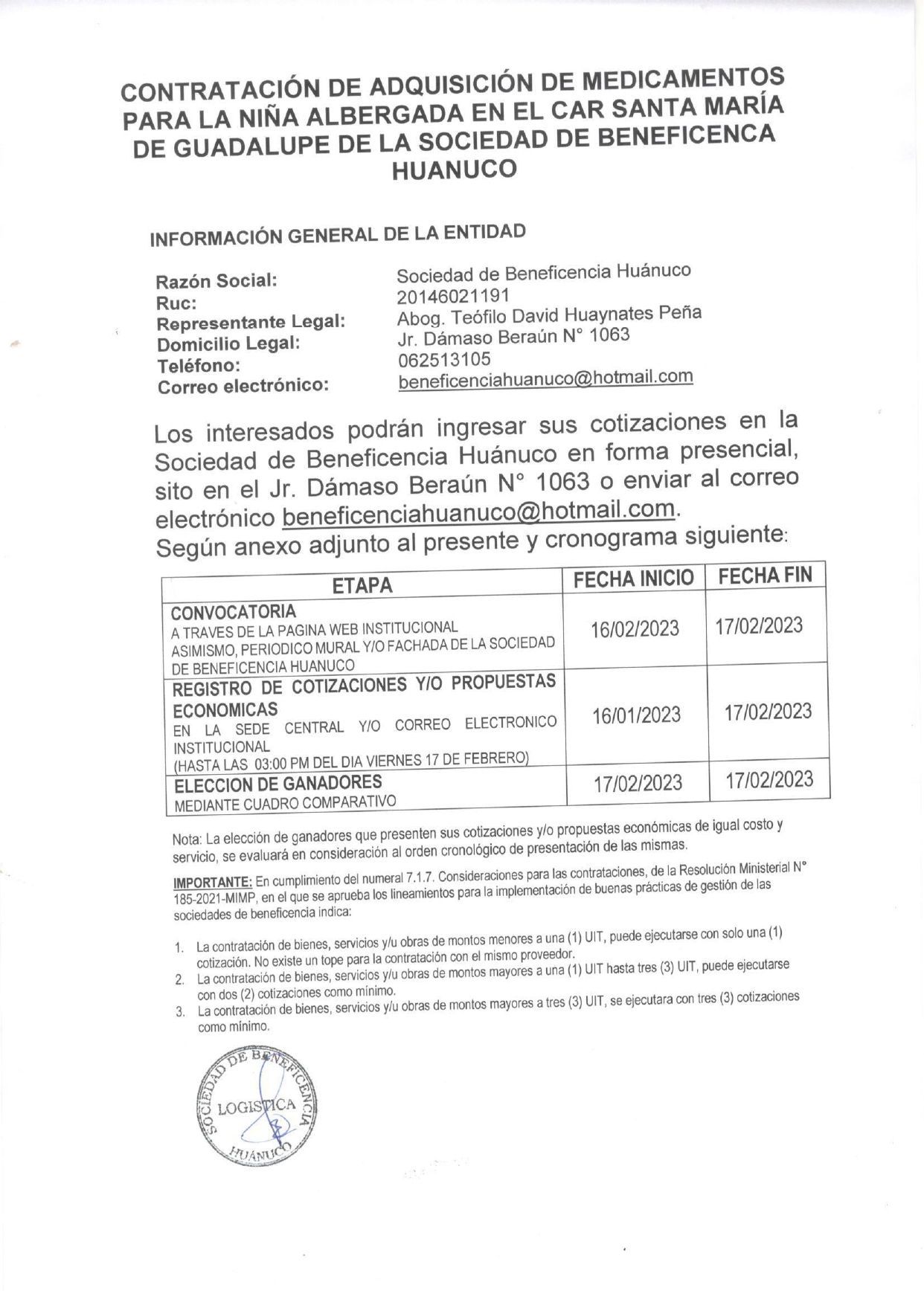 CONTRATACION DE ADQUISICION DE MEDICAMENTOS